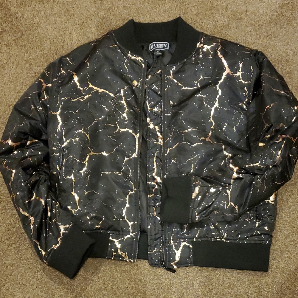 Luxe Black and Gold Bomber Jacket